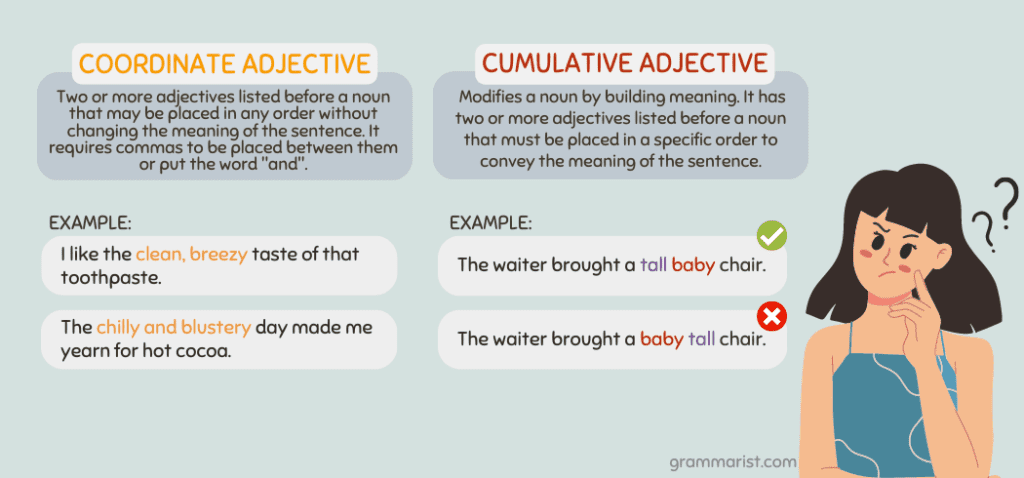Coordinate and Cumulative Adjectives Examples Worksheet 2