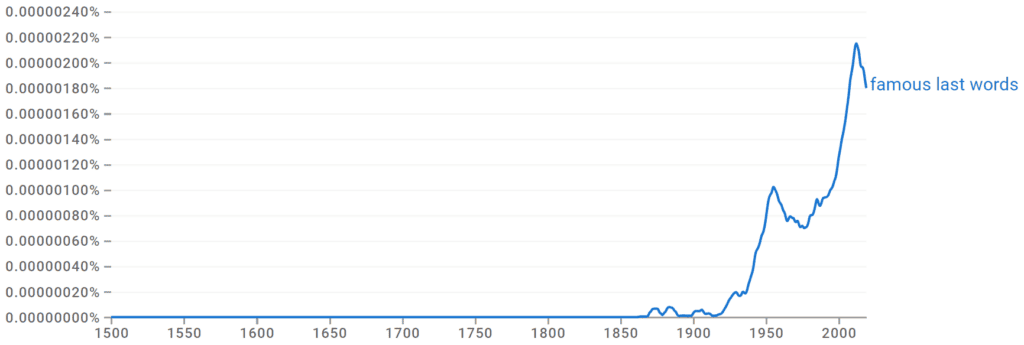 Famous Last Words Ngram