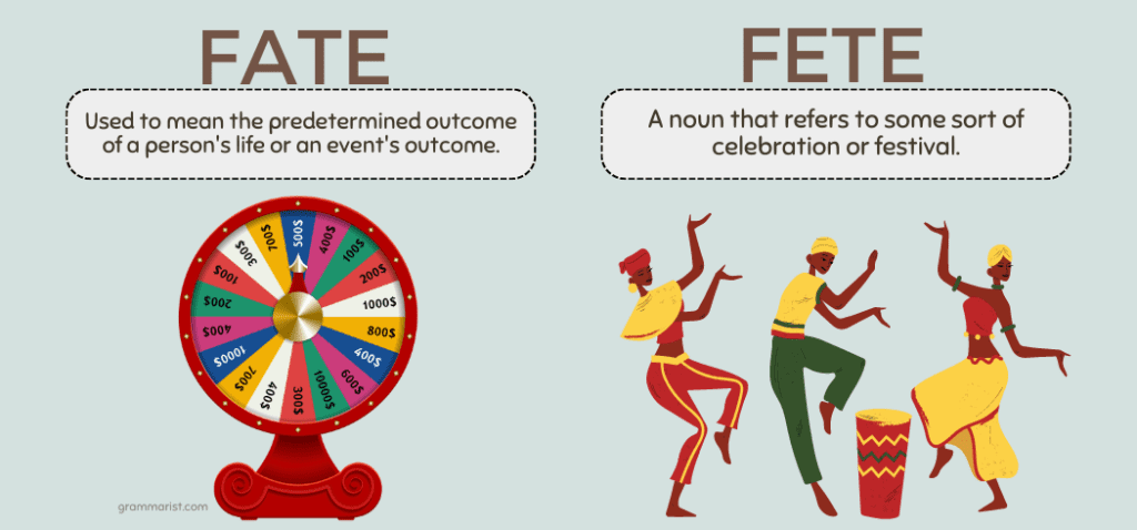 Fate vs. Fete Homphones Meaning Examples