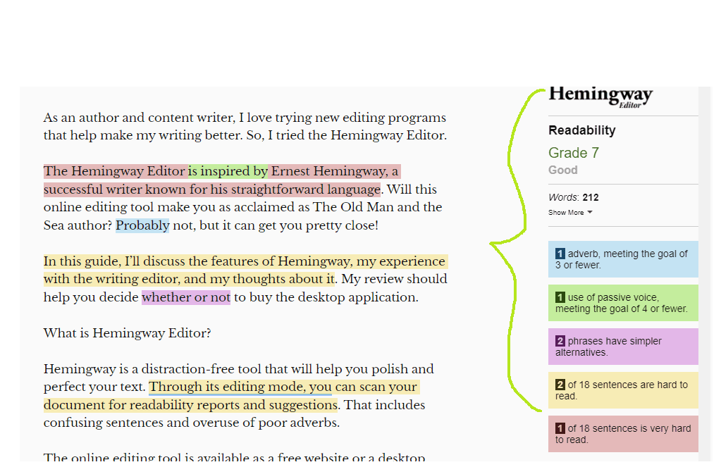 Hemingway Color Coded Highlight