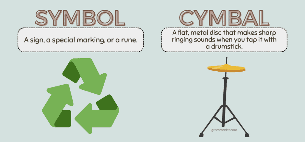 Symbol vs. Cymbal Meaning Homophones Spelling 1