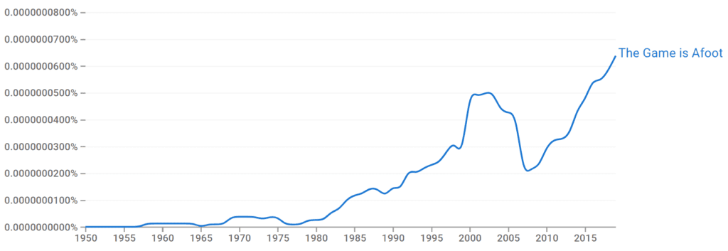 The game is afoot ngram