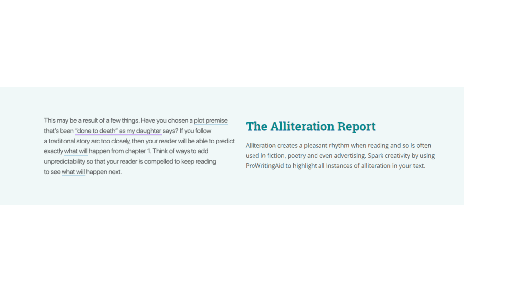 prowritingaid alliteration report